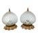 Pair of Massive Belgium ceiling lights in pressed glass and gold metal – late 1960s