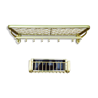 Old coat rack luggage handbag gold aluminum train