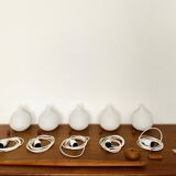 Opaline and Teak Chandelier by Uno and Östen Kristiansson for Luxus