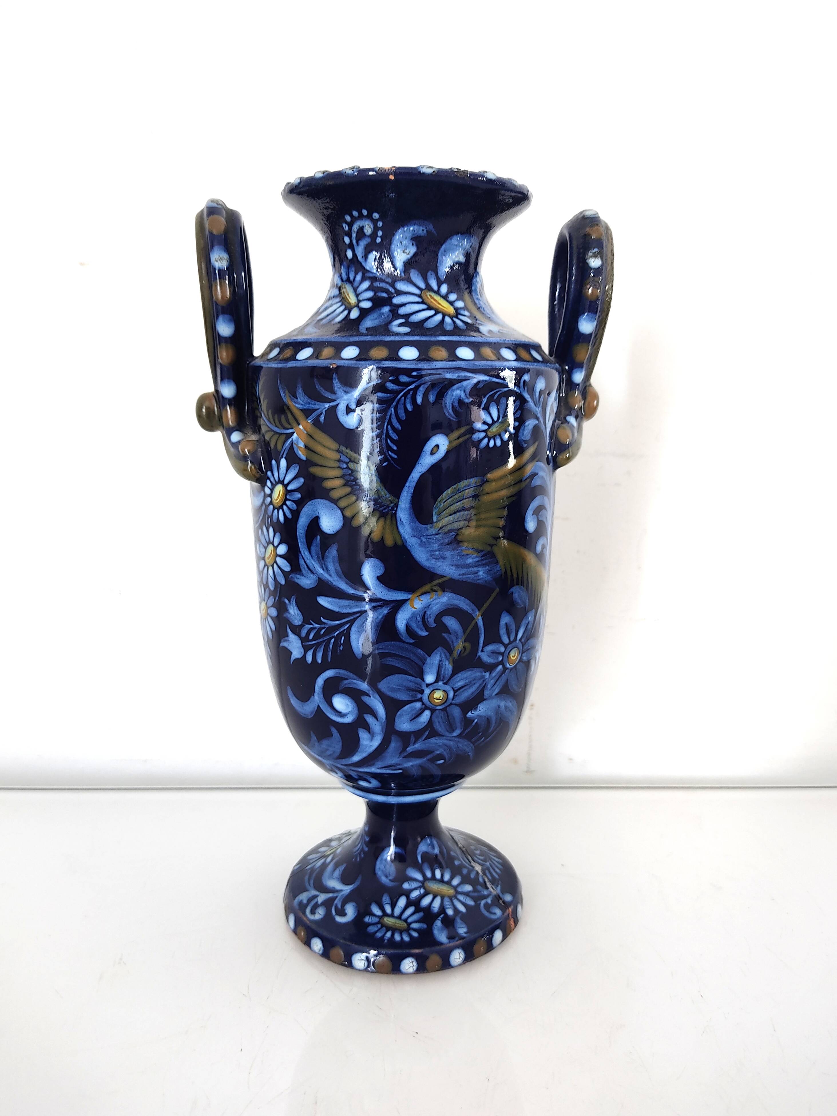 Small blue vase with birds