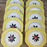 10 “Rivoli” dessert plates in Longwy earthenware