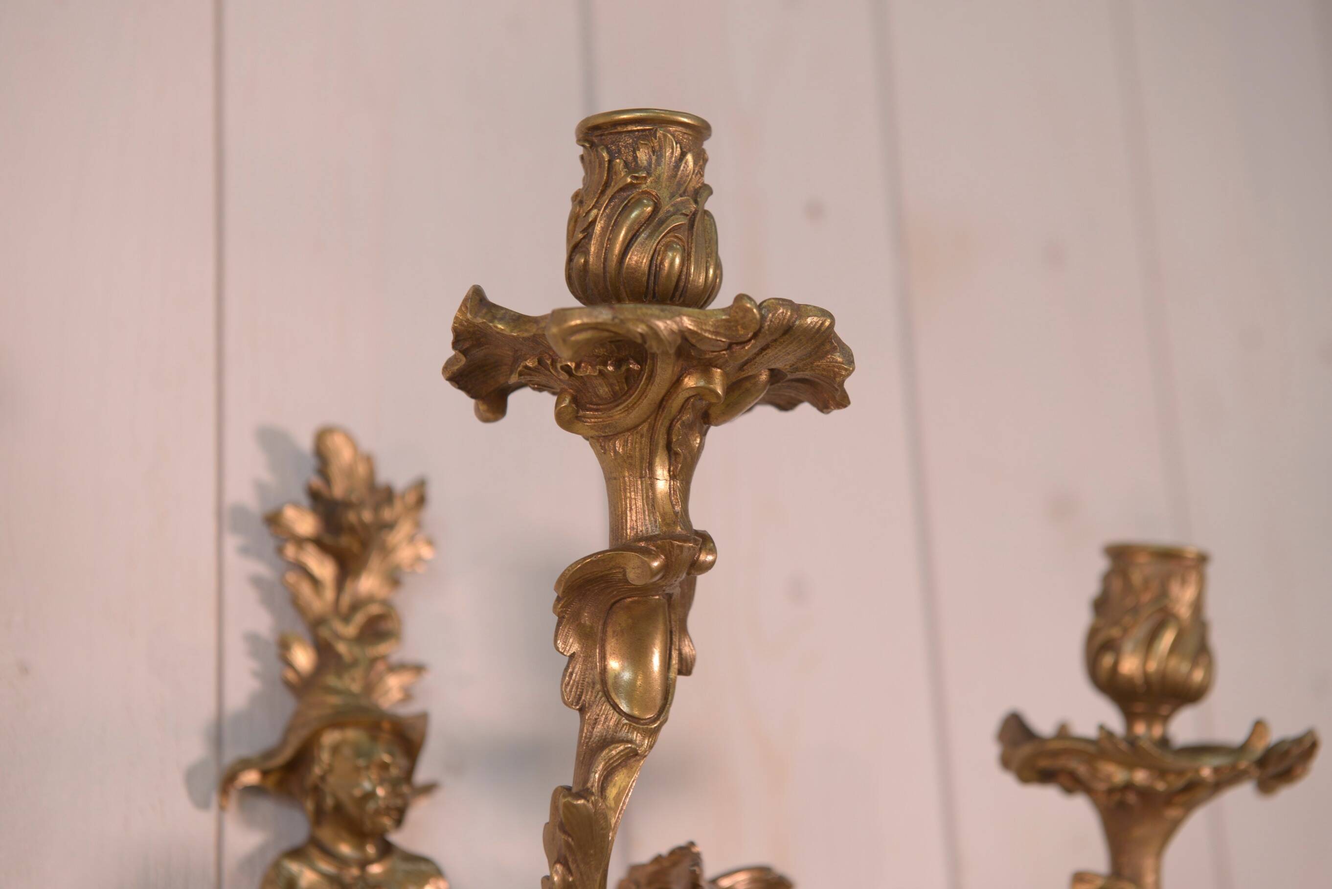 Pair of bronze sconces, mid-18th century