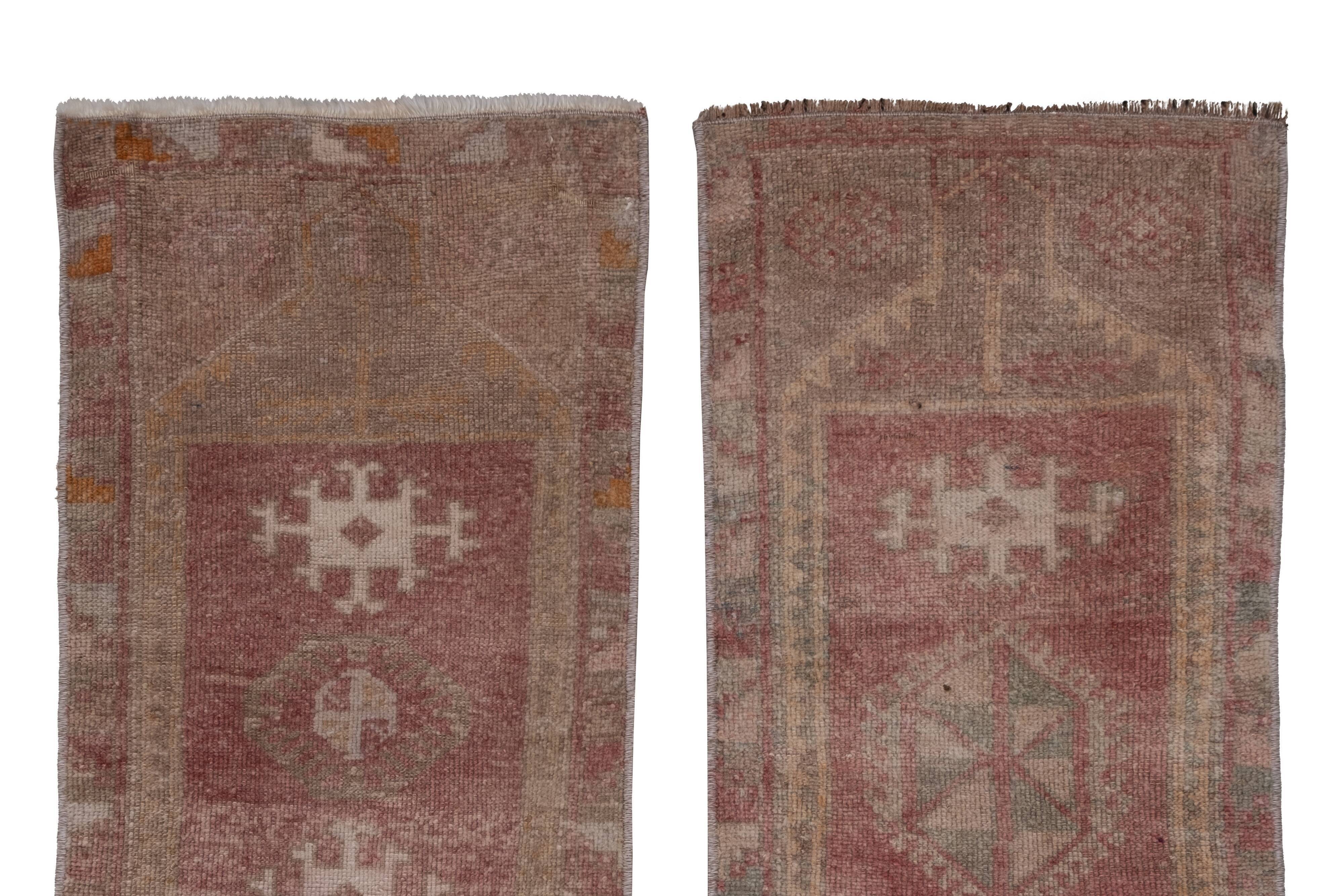 Distressed turkish small rugs, 1970s, set of 2