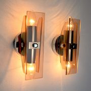 Pair of Veca wall lamps in pink Murano glass Italy 1970