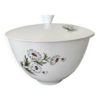Vercor earthenware soup tureen with daisy decor