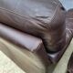 Pair of chocolate leather lounge chairs