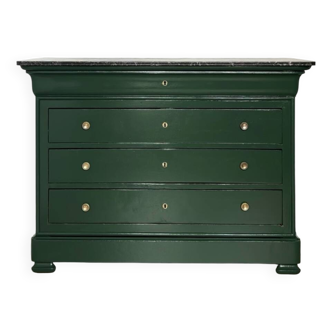 Commode Louis Philippe bois massif plateau marbre