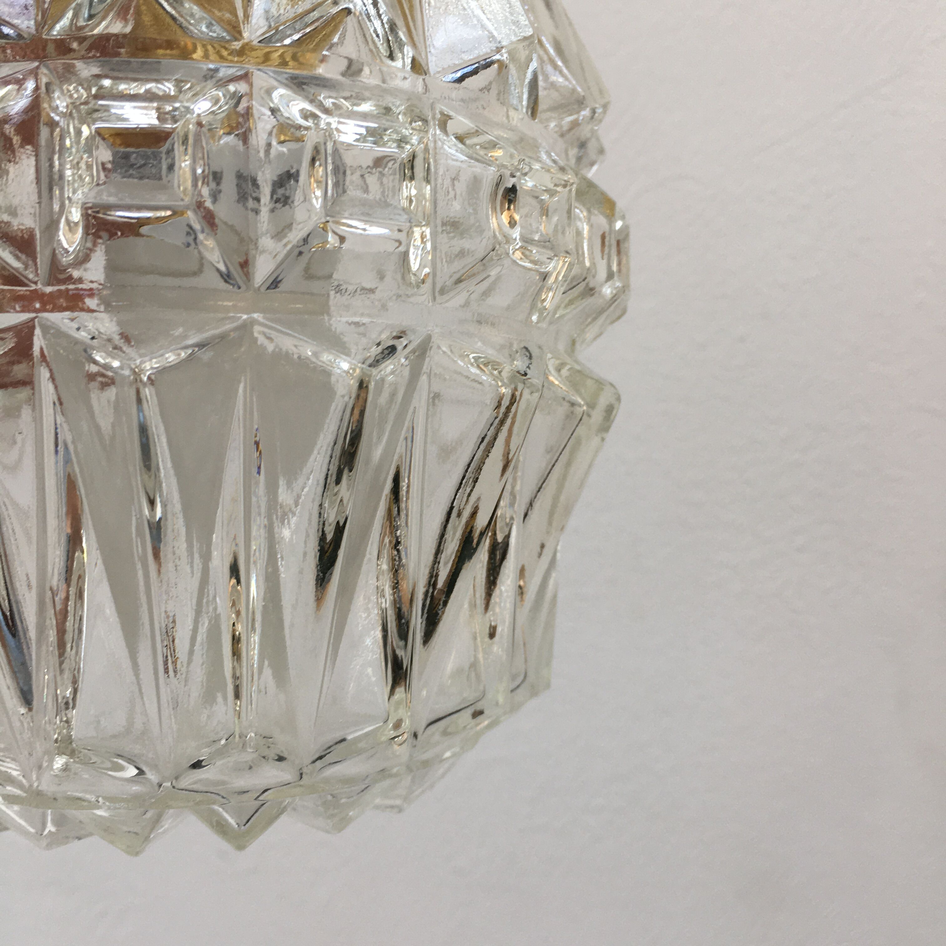 Vintage molded glass pendant lamp