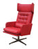 Fauteuil pivotant en cuir rouge des années 1970