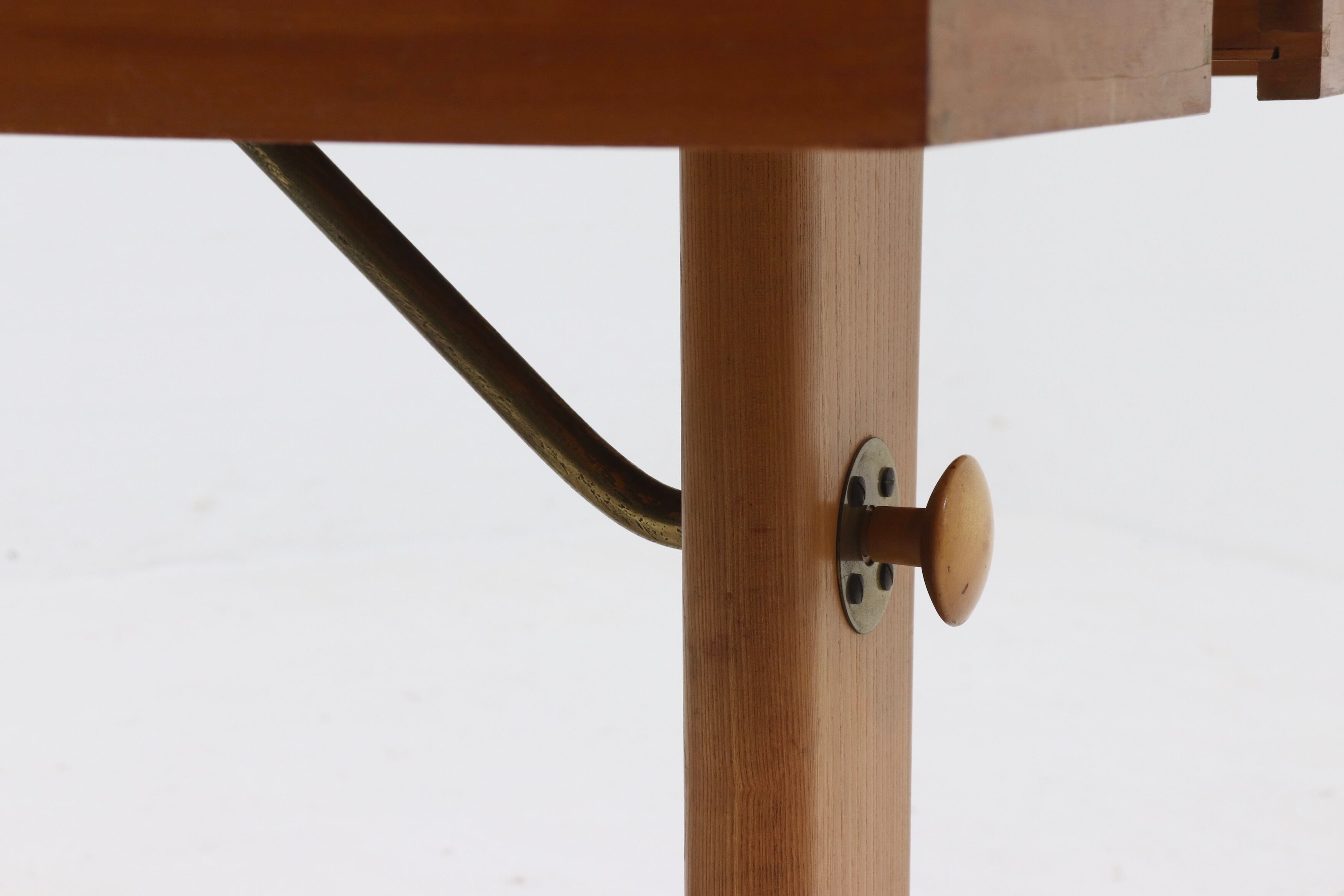 Height adjustable birch and brass partner desk 1960s