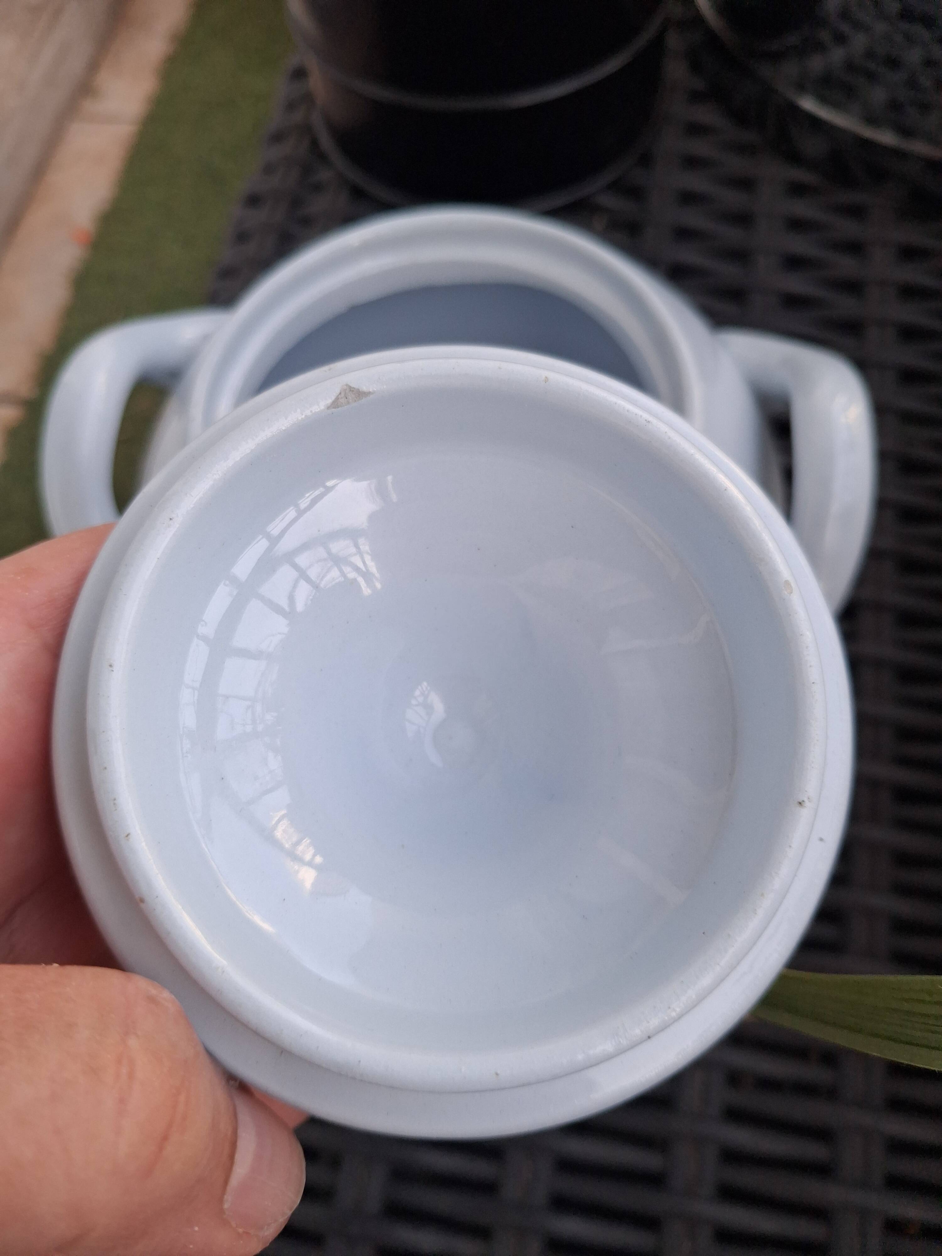 Pastel blue sugar bowl Sarreguemines France