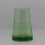 Set of three green water glasses