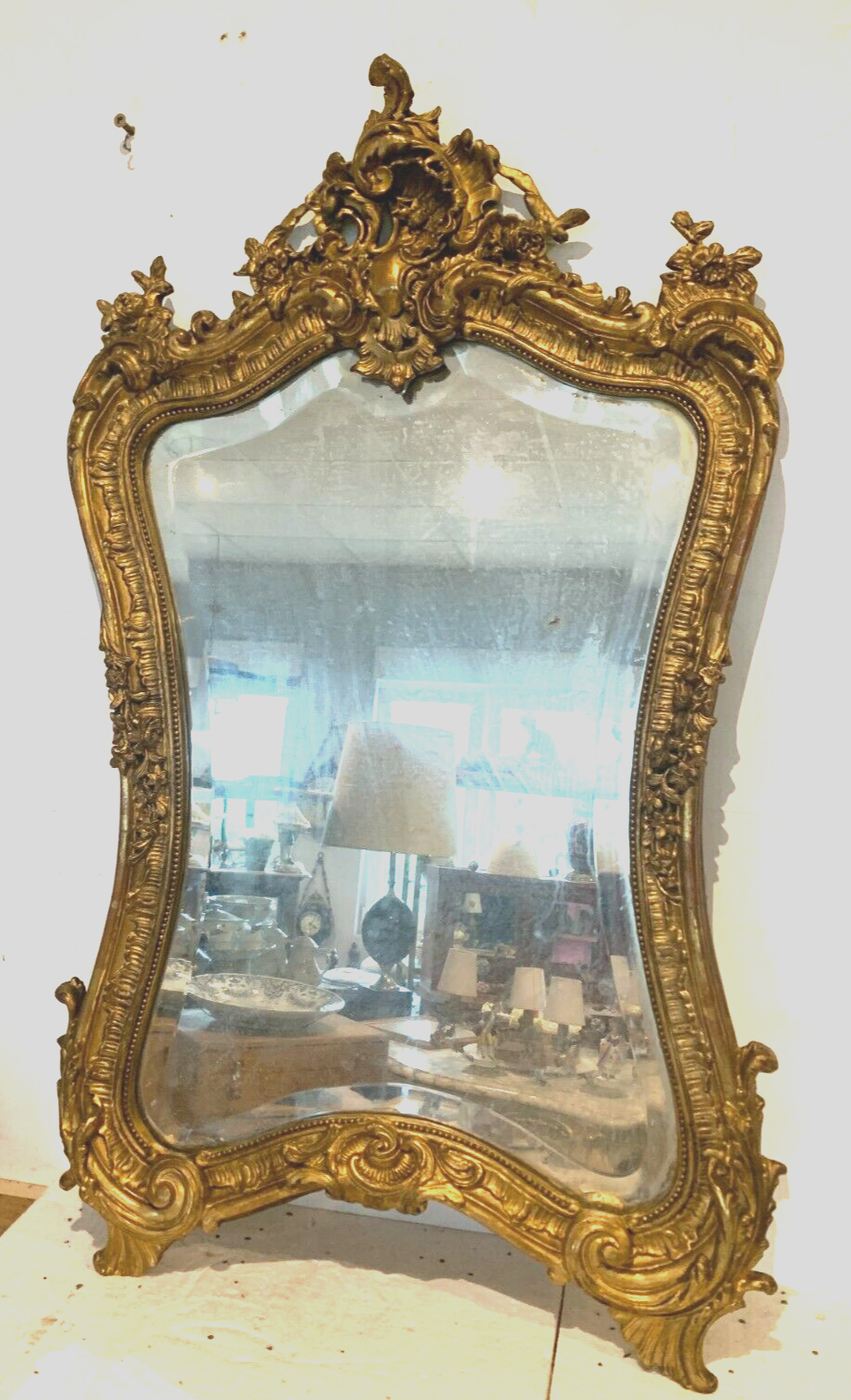 Mirror rocaille style Louis XV in wood and gilded stucco XX century