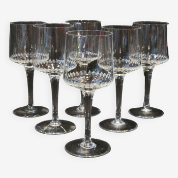 6 old Porto glasses in spear-cut crystal