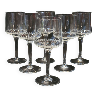 6 old Porto glasses in spear-cut crystal