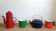 Set of enamelled coffee pots