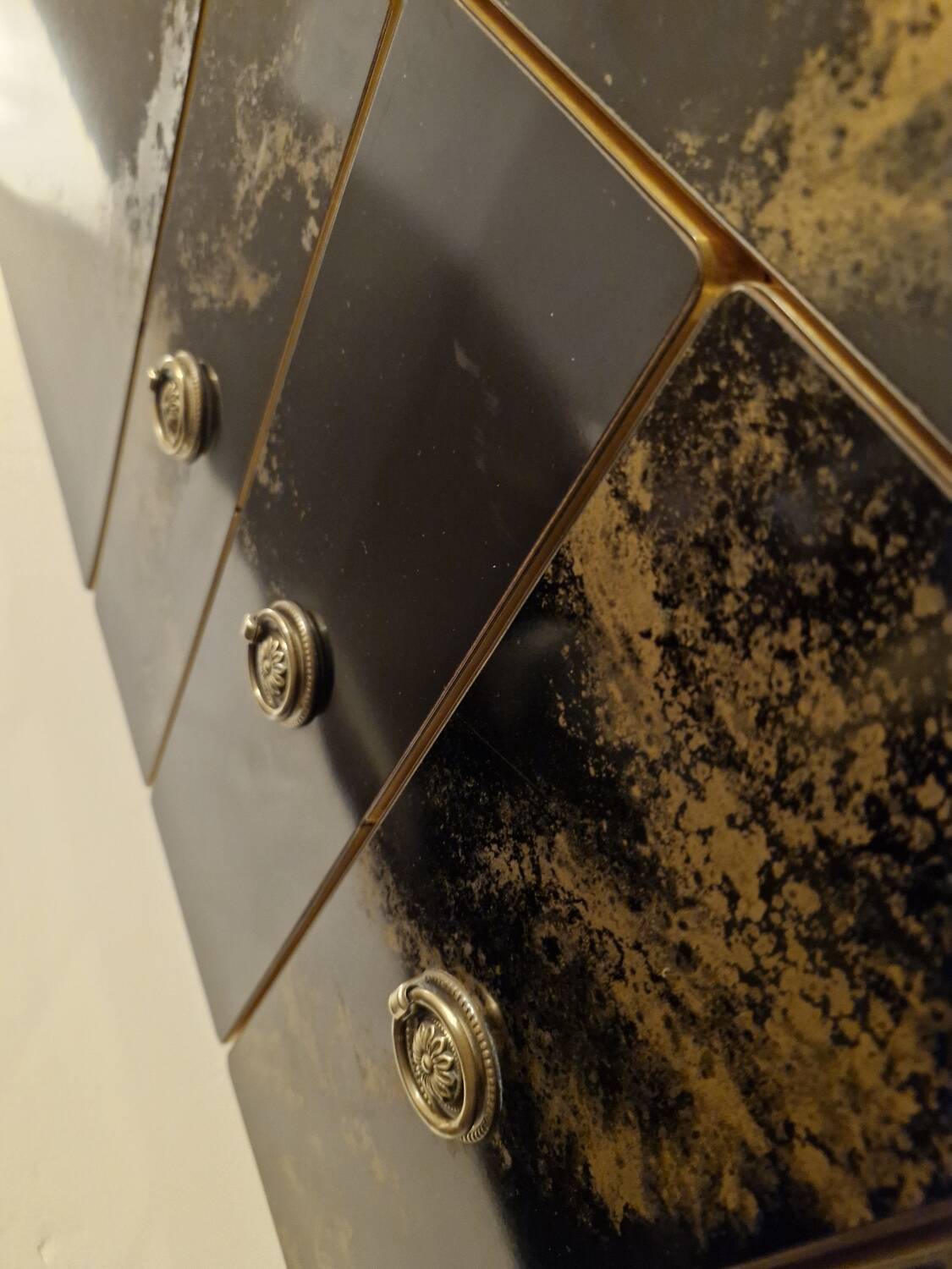 Black and gold lacquered Sanibloc furniture in the style of Maison Jansen, 1970