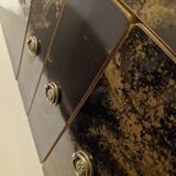 Black and gold lacquered Sanibloc furniture in the style of Maison Jansen, 1970