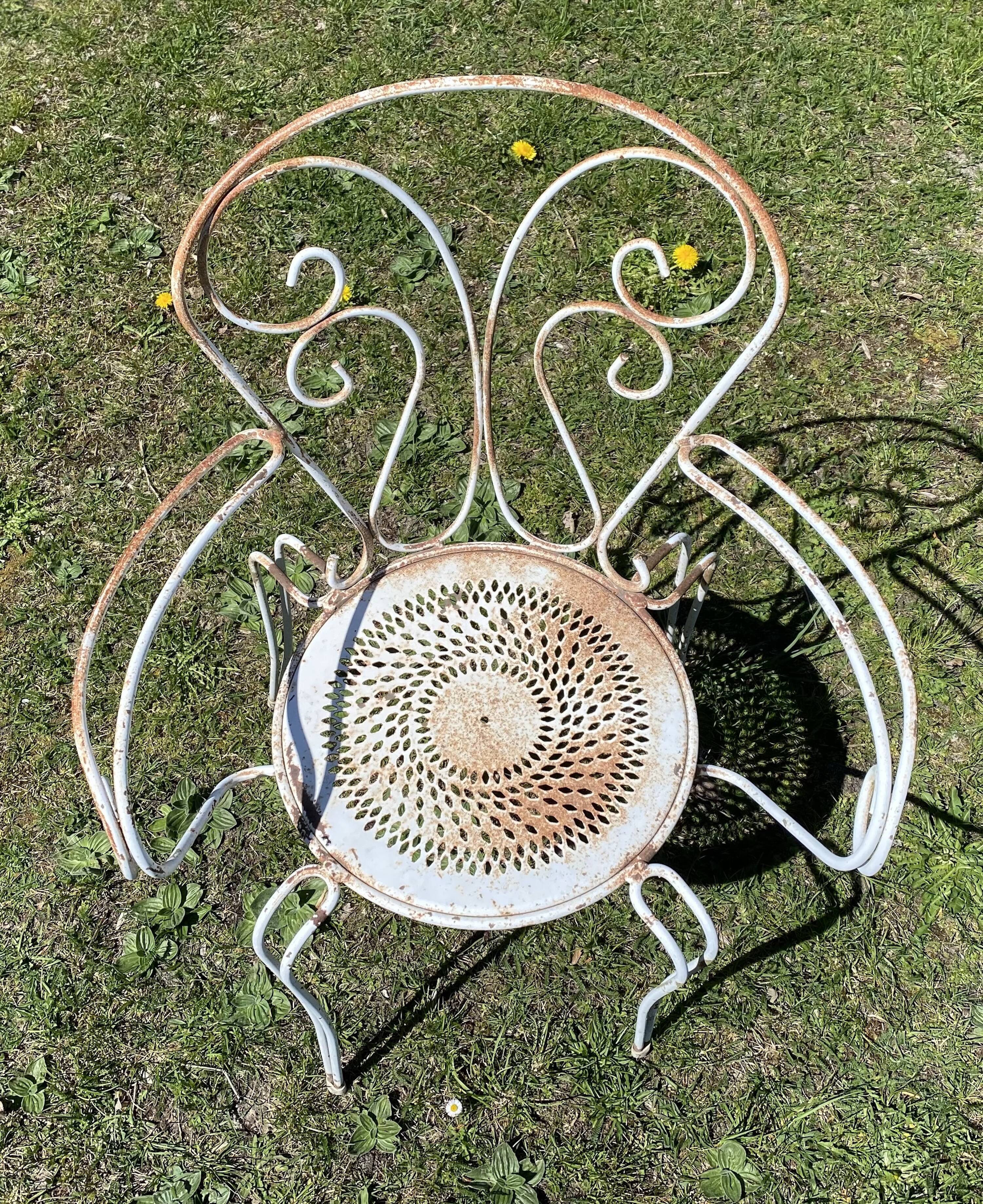 Fauteuil de jardin fer forgé vintage 1950