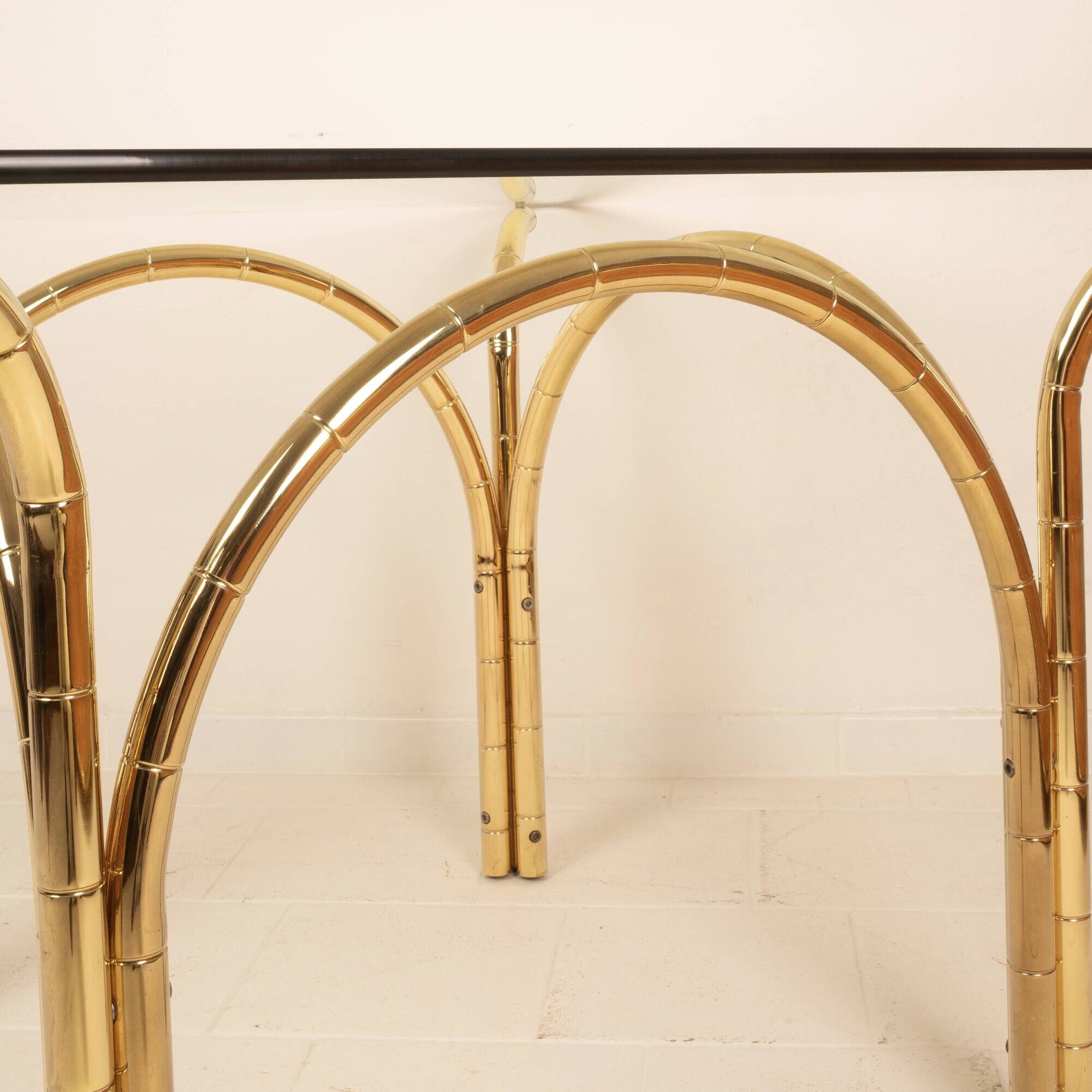 Glass and Brass Table, Italian Manufacture, 1970