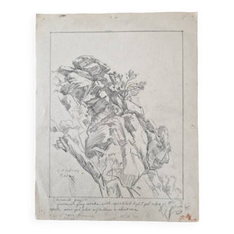 Louis John Endres (1896-1989) - Charcoal drawing on paper - Landscape Tizi N'Test Grand Atlas Morocco