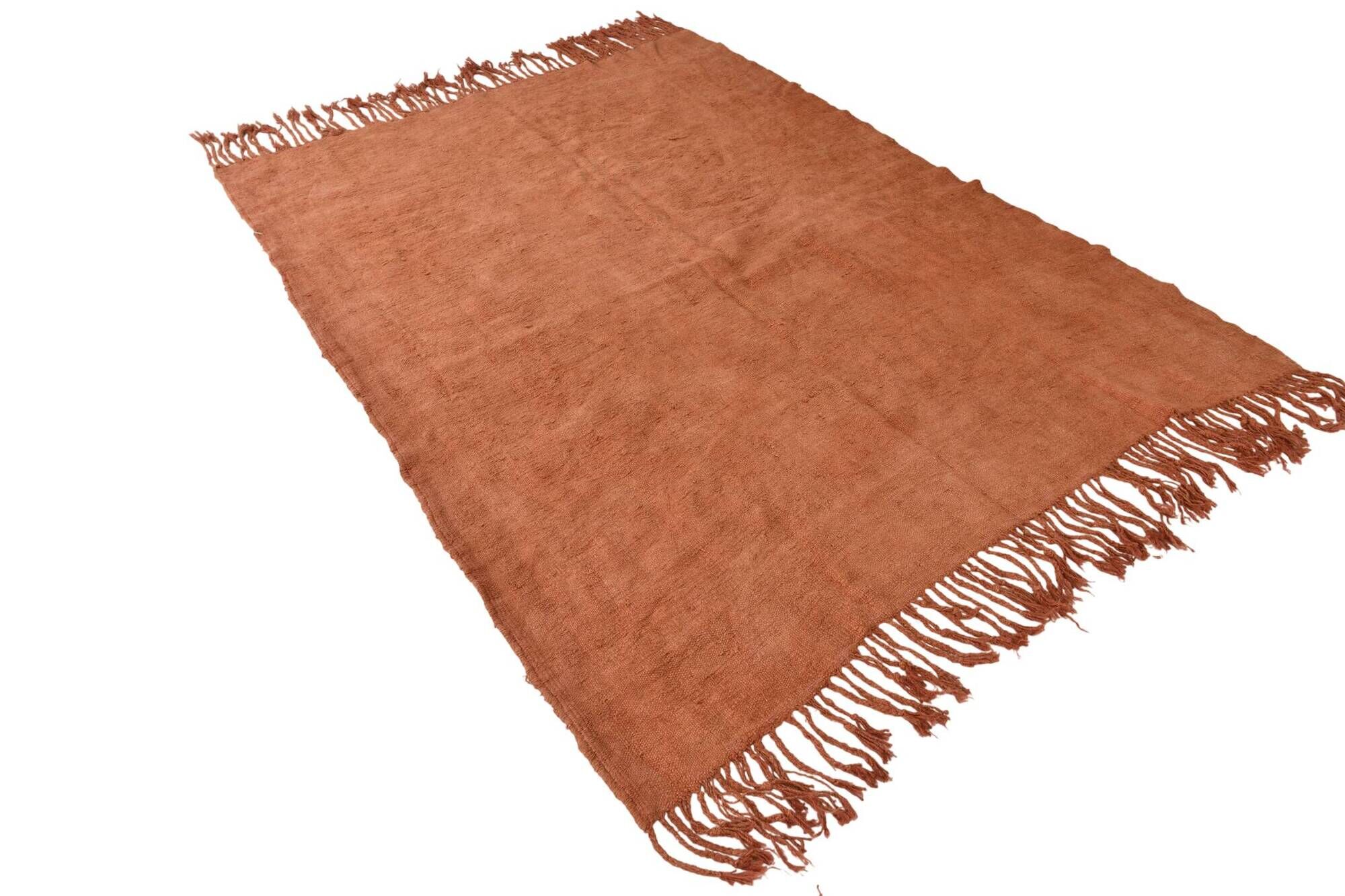 Kilim Turc Vintage Terracotta Uni, Tapis Naturel pour Salon et Chambre