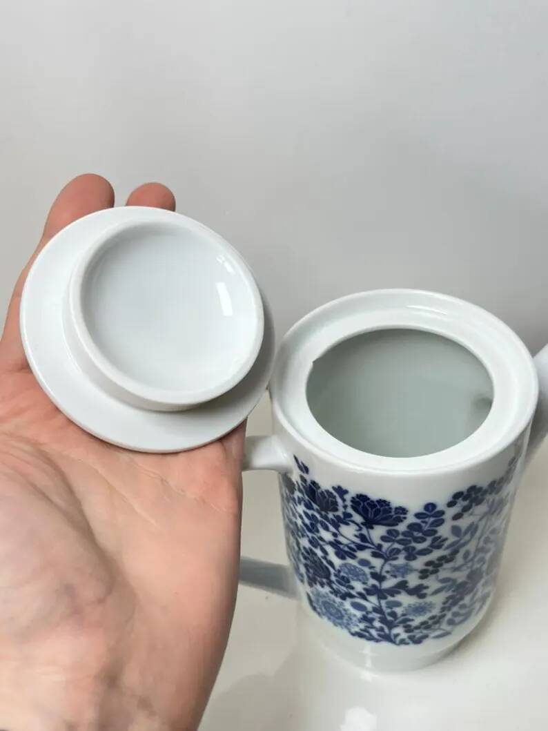 Vintage Melitta coffee service – White porcelain with blue flowers – 1970s – Made in Germany