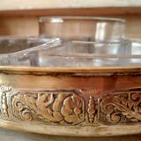 Appetizer tray, servant silver metal and its 5 ramekins 1930s cut glass
