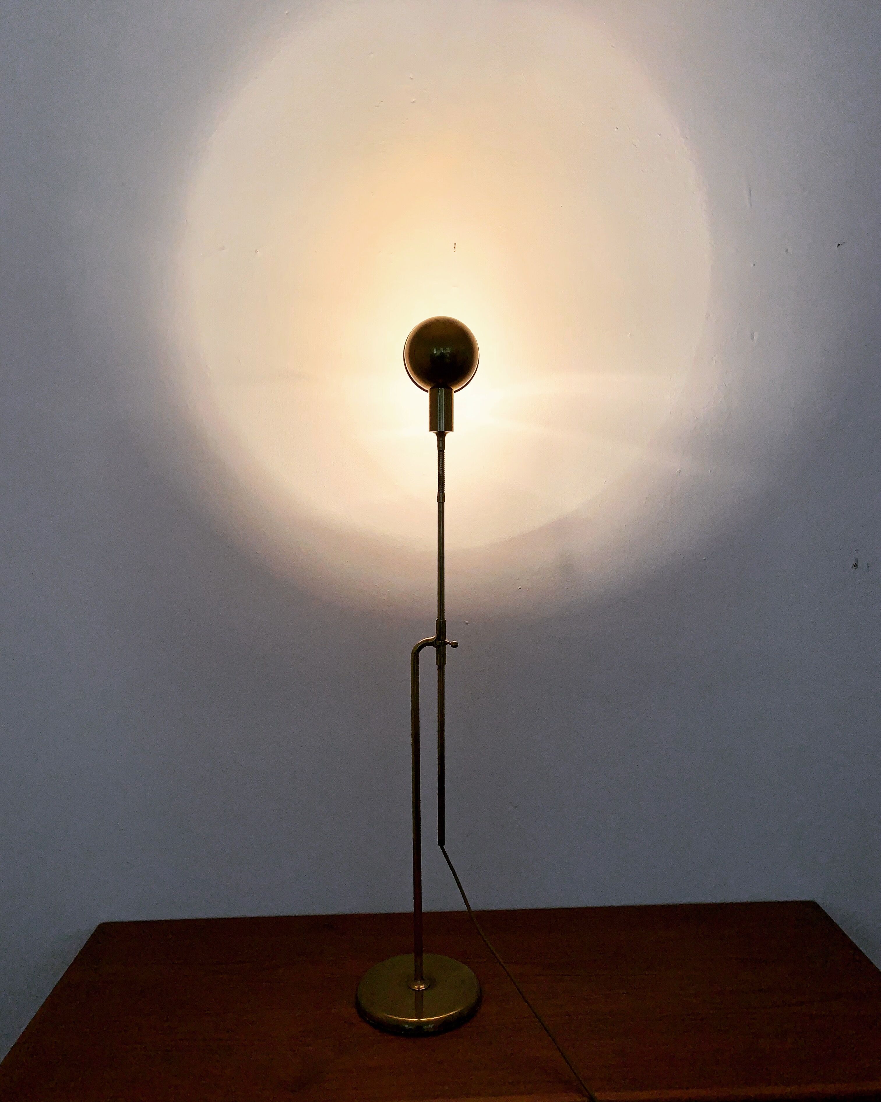 1970s adjustable BOLA brass floor or table lamp by Florian Schulz