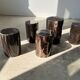 Side table in black petrified wood h:28,5cm d:17cm