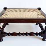 Antique Belle Epoque Oak Wood and Cane Footstool/ Occasional Table, late 19th-C