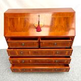 English secretary desk from Marway brand, leather top and precious wood veneer