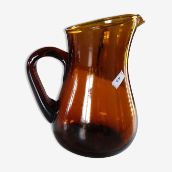 Brown blown glass pitcher