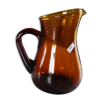 Brown blown glass pitcher