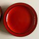 Set of 10 plates 1970 in red stoneware design Hertha Bengtson Thomas Rosenthal Scandinavian