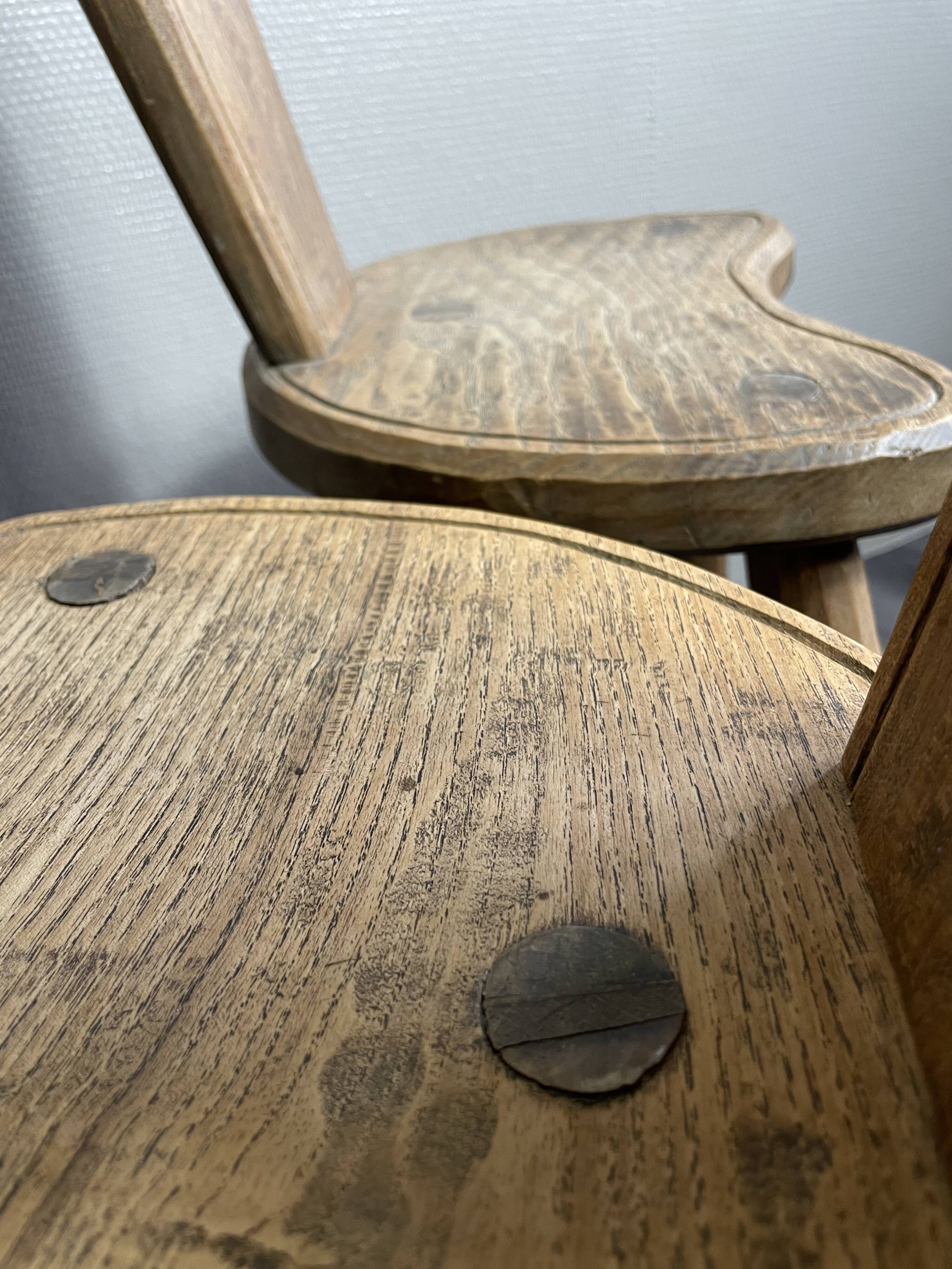 Pair of solid wood farmhouse stools