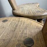 Pair of solid wood farmhouse stools