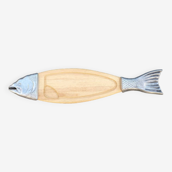 Planche à découper poisson en bois et métal