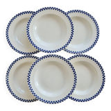 6 antique deep plates, ironstone Salins - Checkerboard model