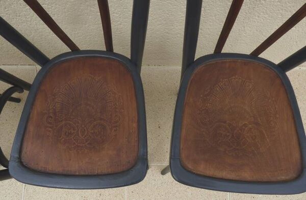 4 chaises bistrot anciennes Luterma avec assises à dessin –Totalement relookées