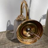 Flower wall lamp in glass and gilded metal