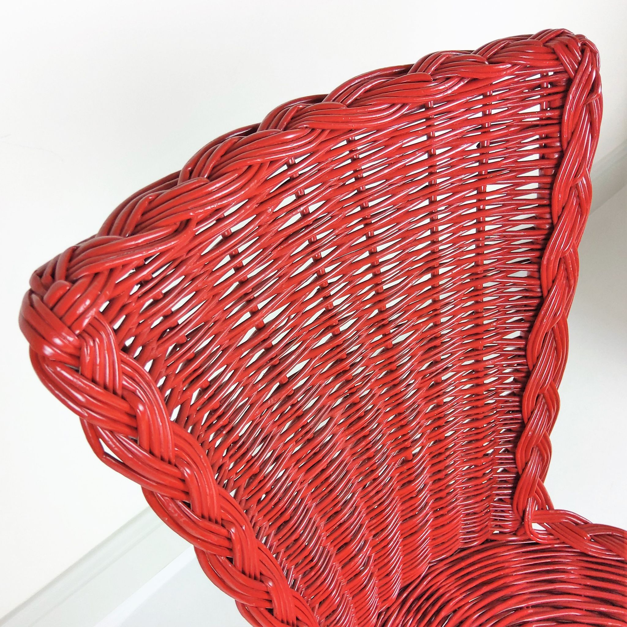 3 chaises en rotin et métal 1950