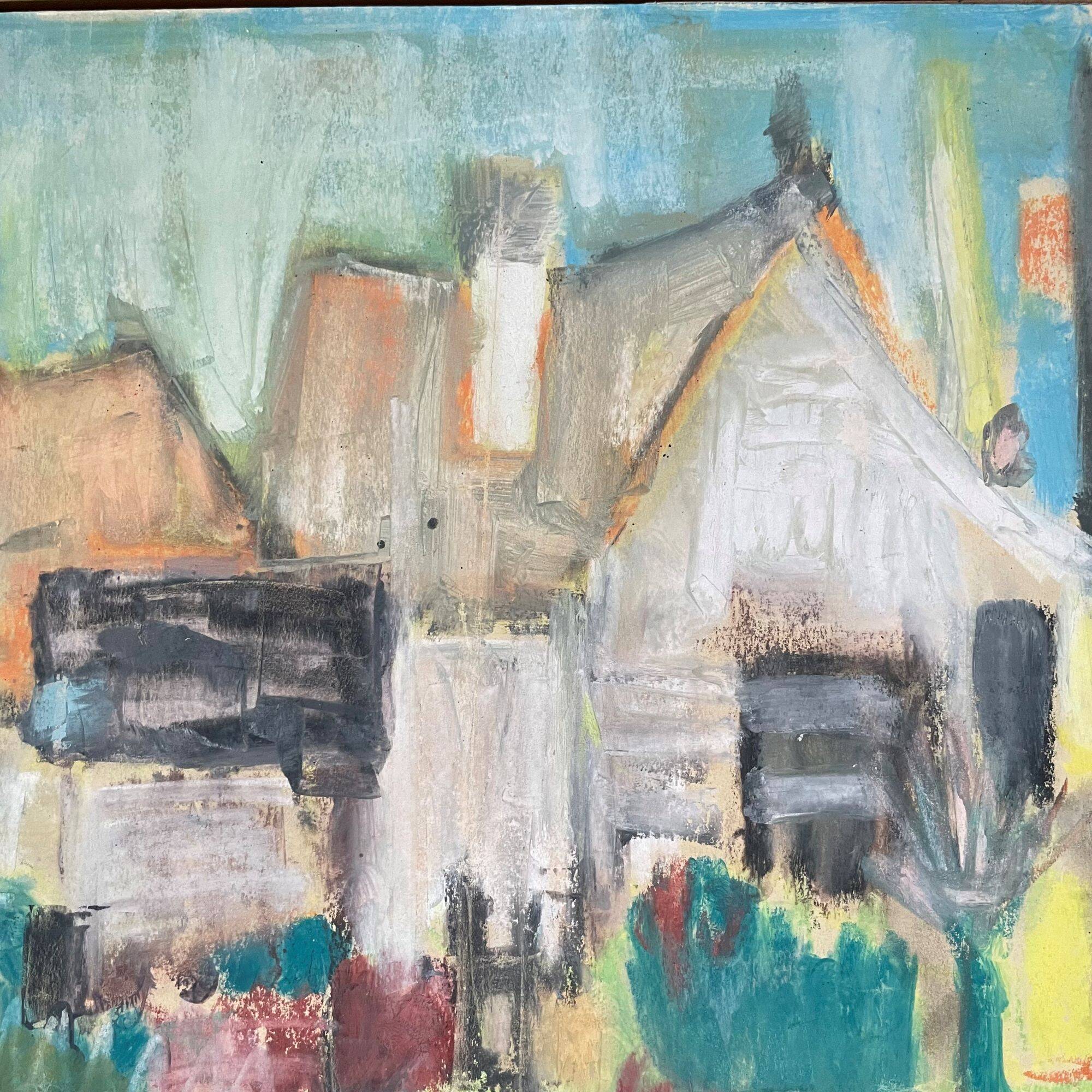 Painting, gouache and pastel chalk, Jacques Daufin, 1960s
