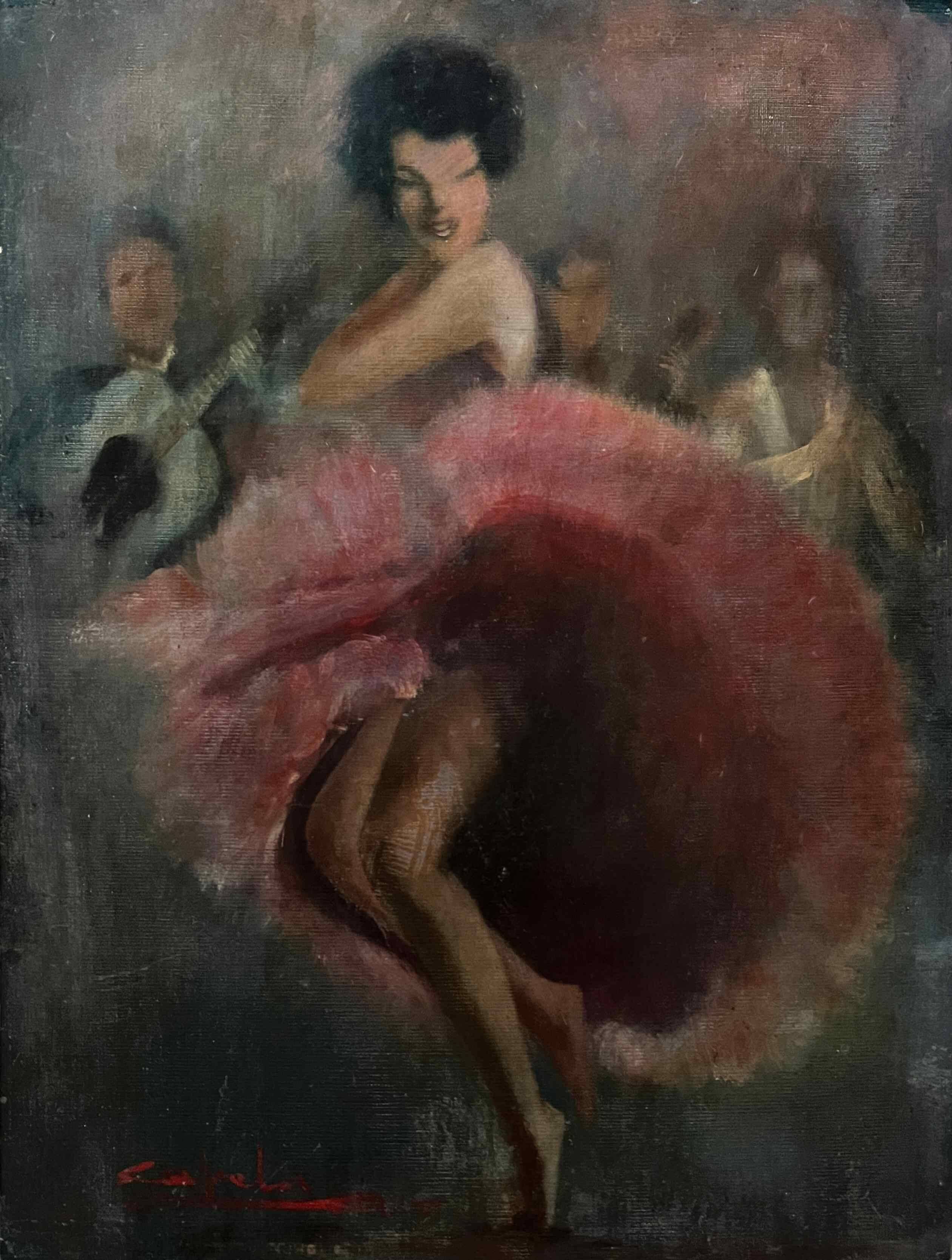 HST/P painting "Flamenco Dancer" signed (to be deciphered)