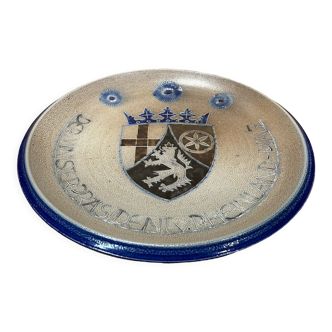 Alsatian sandstone dish, commemorative, German coat of arms, folk art