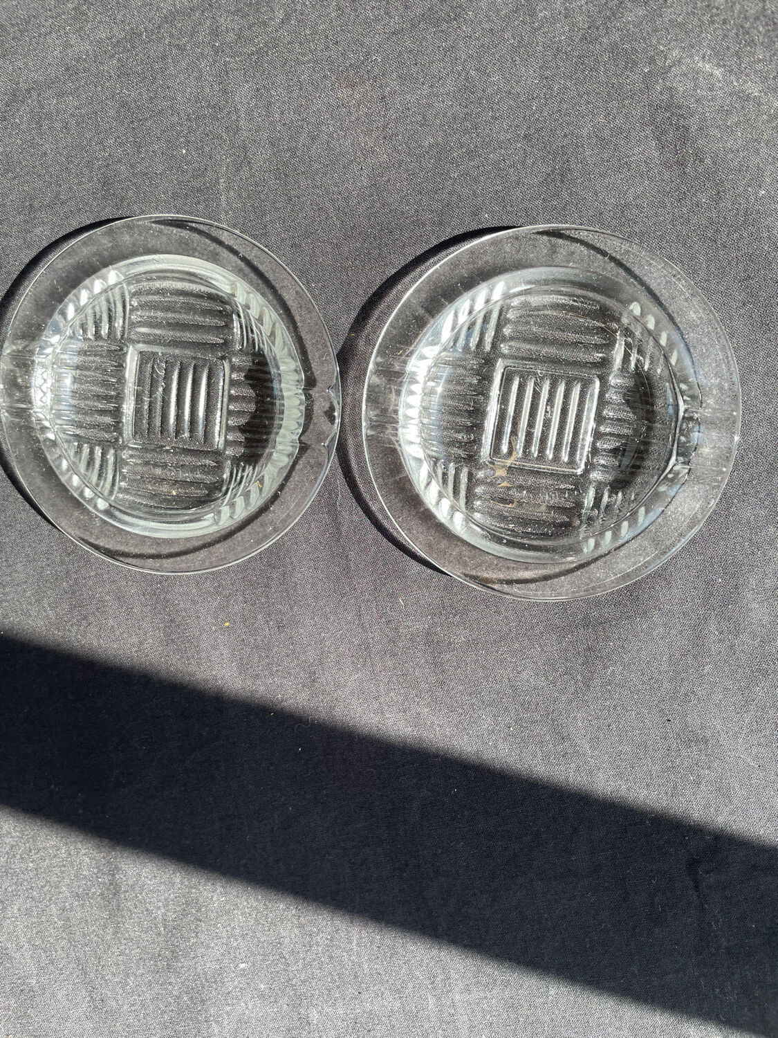 2 art deco glass ashtrays