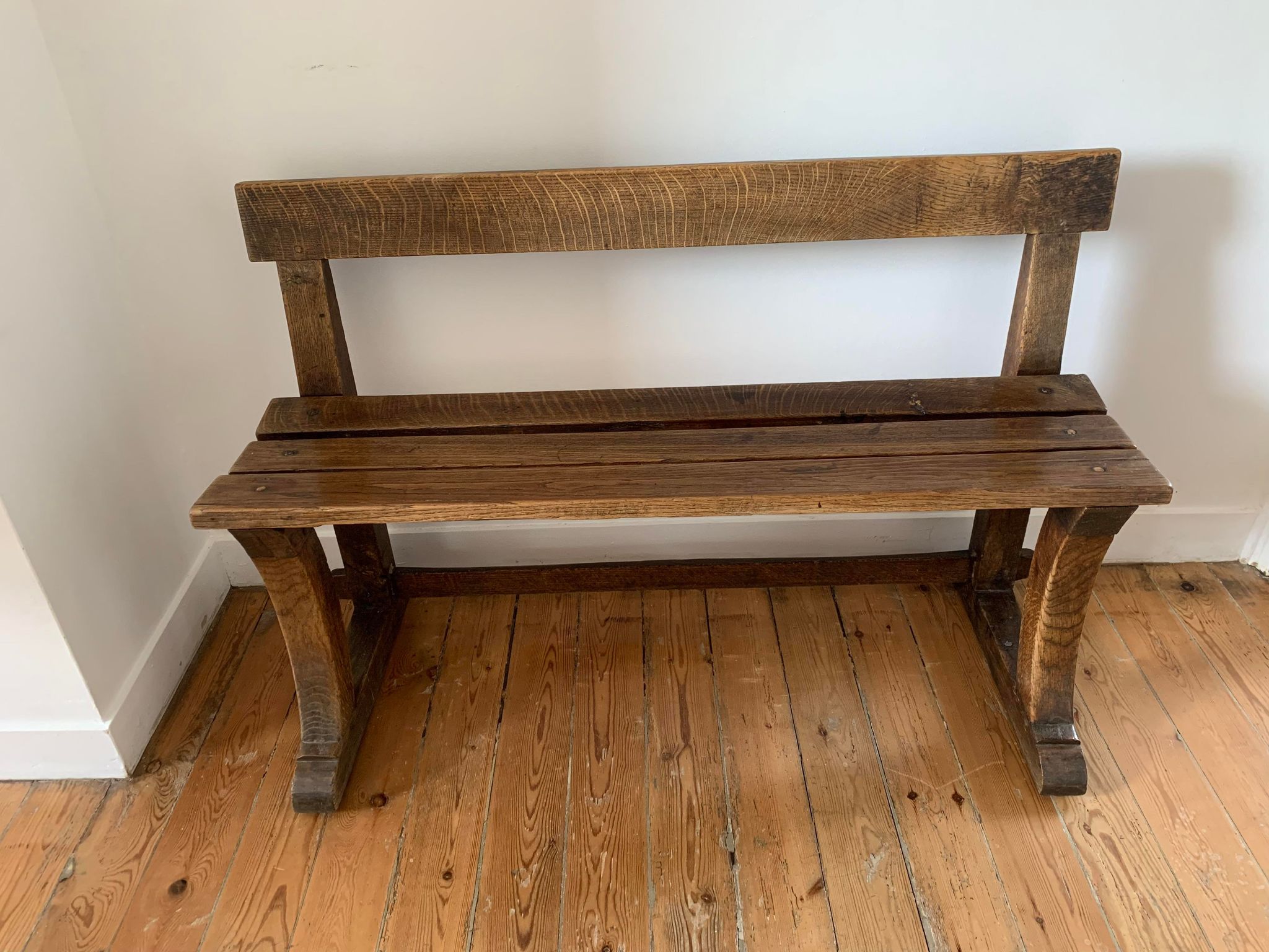 Solid oak school or church bench