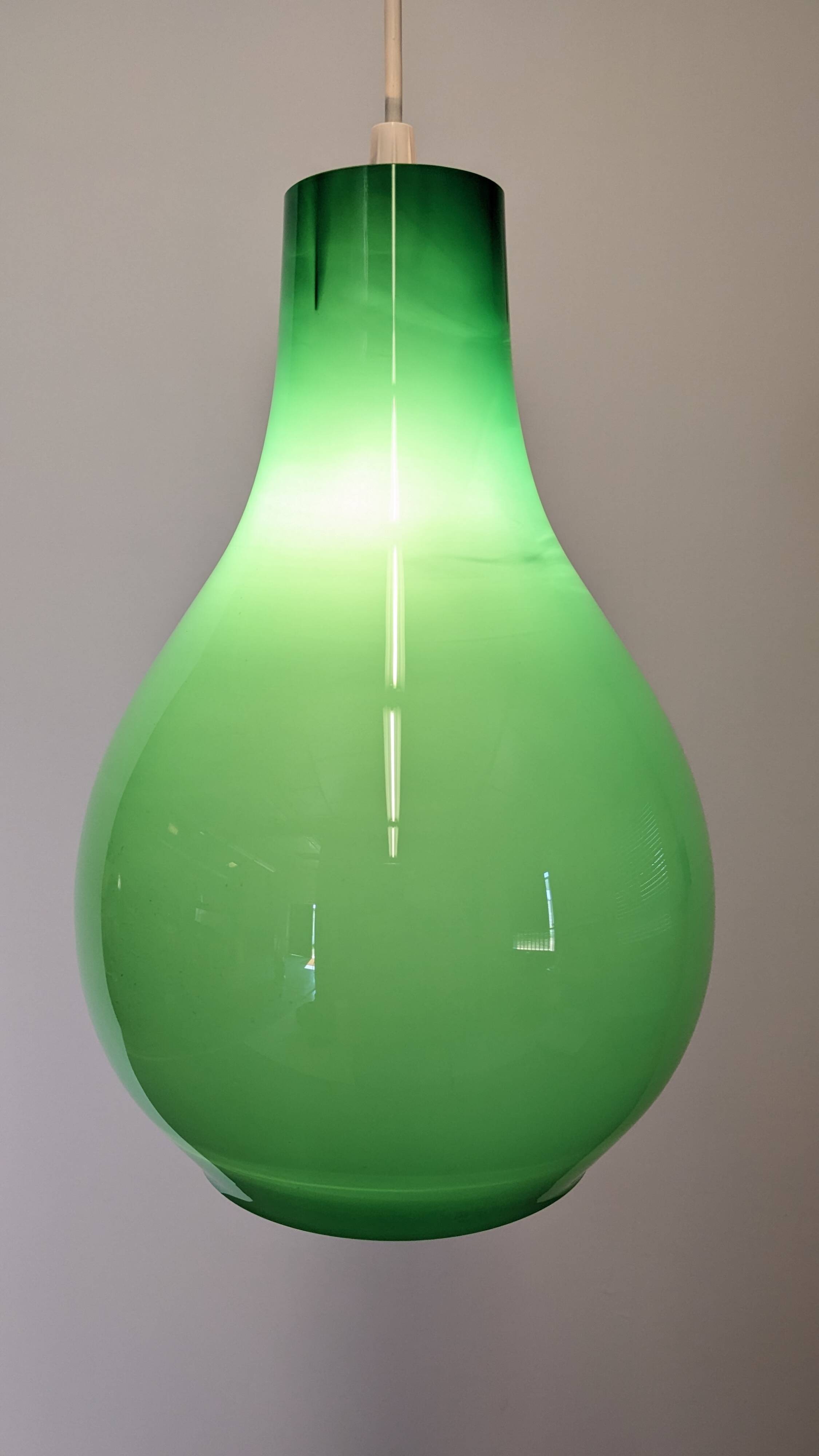 Green opaline water drop pendant light from the 50s/60s