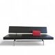Martin Visser BR 02.7 / Sofa bed / ‘t Spectrum / 1980s / Black leather / red cushion