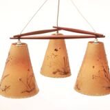 1950s ceiling lamp triangle in teak